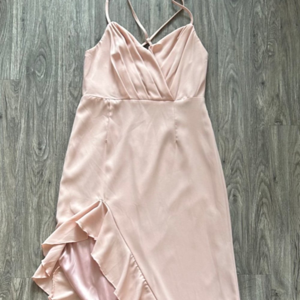 Lena Asymmetric Pink Midi Dress NWOT